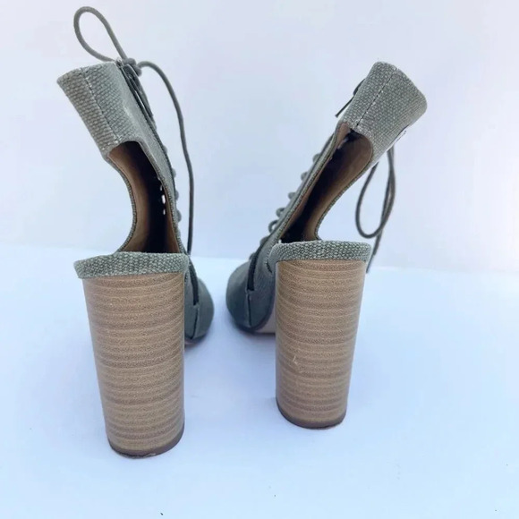 SPEED LIMIT 98 Green Denim Cherry Rainbow Patch Lace Up Heeled Booties - Picture 3 of 8